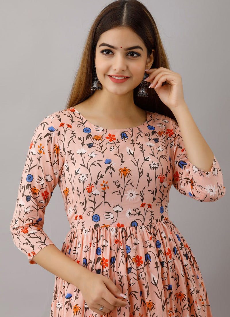 HEER | Kalamkari Design Latest New Fashion Style Cotton Digital Print  Collar Neck Kurti Dress With